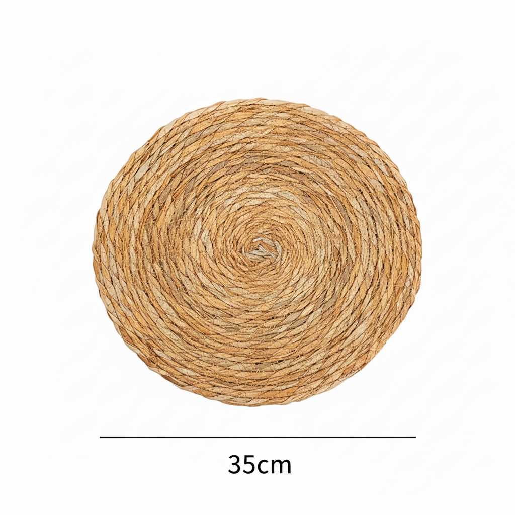 Natural water hyacinth round woven mat - diameter 35cm