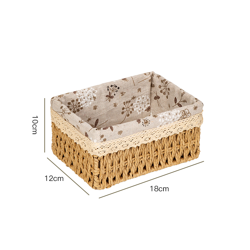 Handwoven seagrass basket with linen liner 40x30x10cm