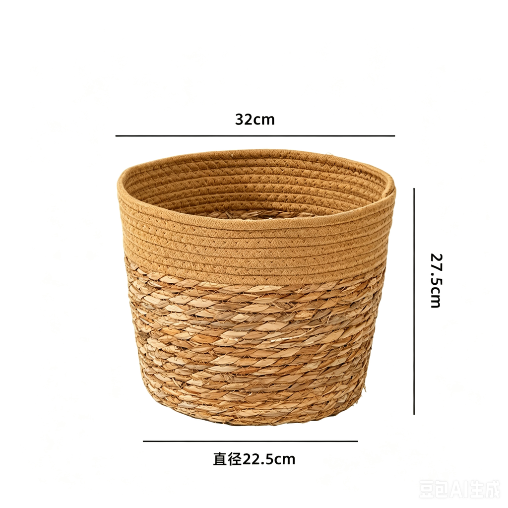 Seagrass & Cotton Rope Woven Planter Basket | Natural Storage Bin