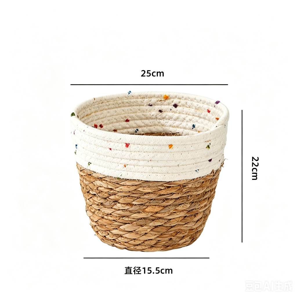 Seagrass & Cotton Rope Woven Planter Basket | Natural Storage Bin