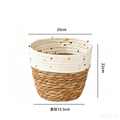Large White & Natural seagrass planter basket - 32cm top, 27.5cm height
