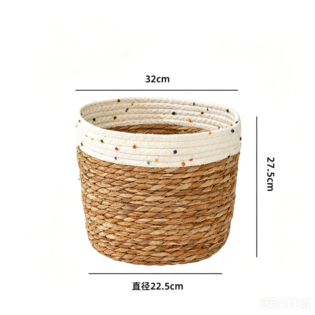 Seagrass & Cotton Rope Woven Planter Basket | Natural Storage Bin