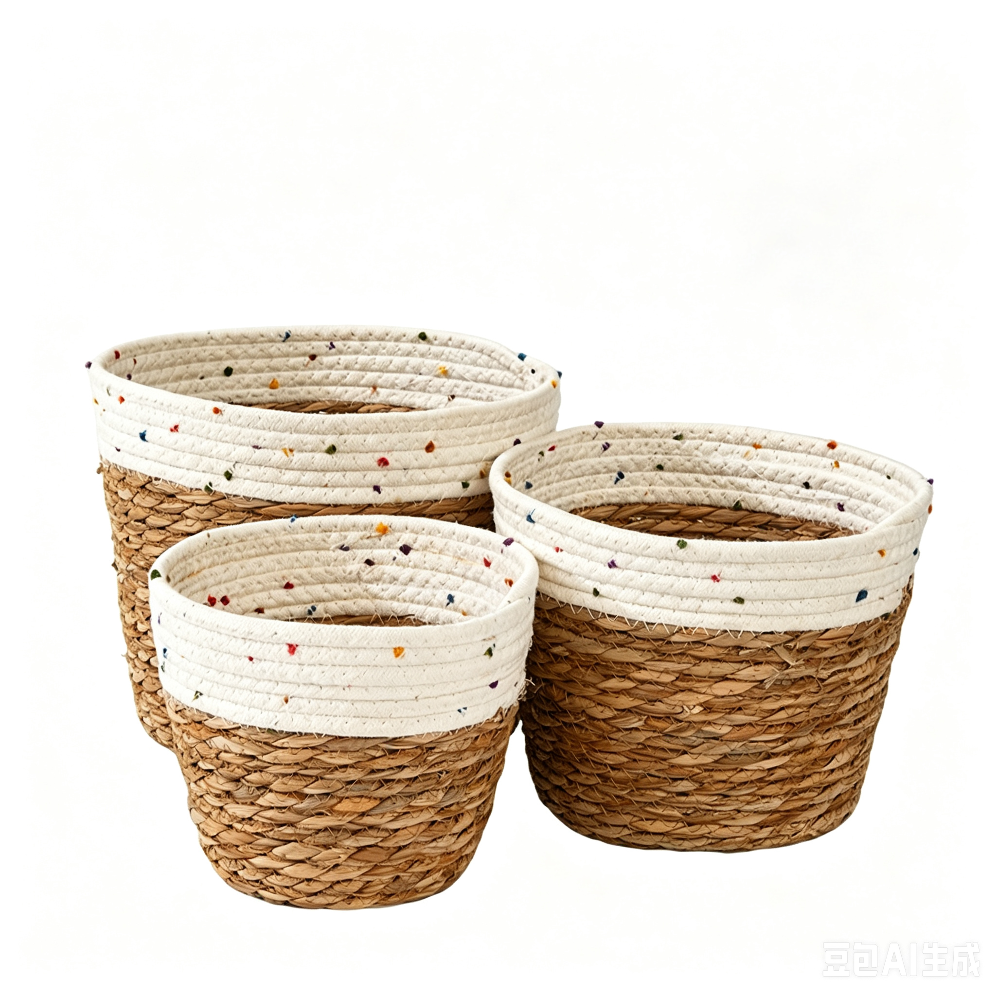 Seagrass & Cotton Rope Woven Planter Basket | Natural Storage Bin