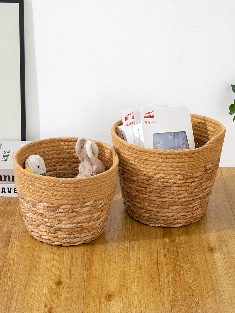 Seagrass & Cotton Rope Woven Planter Basket | Natural Storage Bin