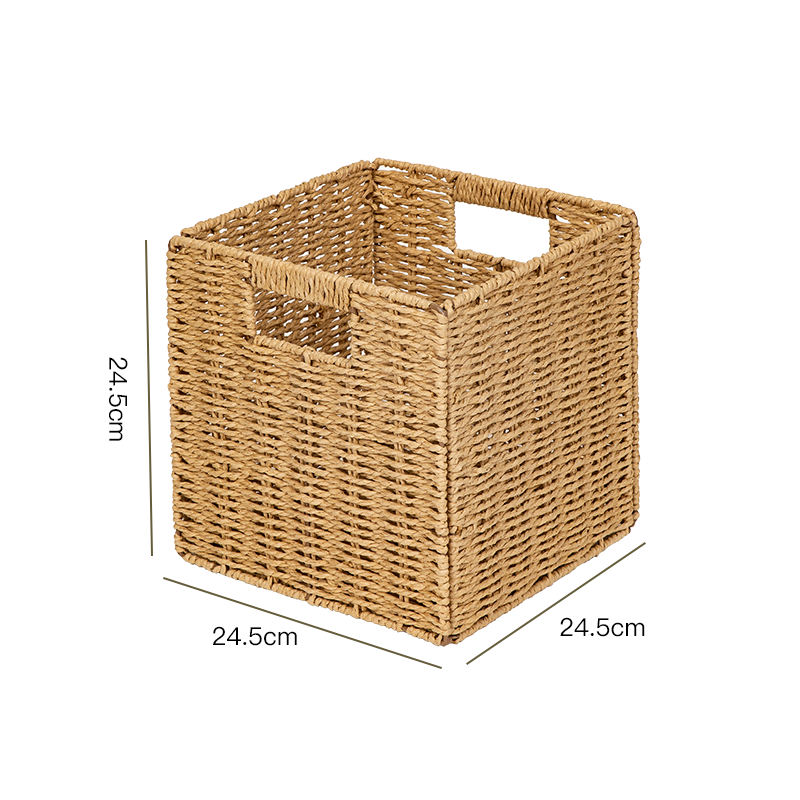 Handwoven seagrass square basket natural 24.5x24.5x24.5cm