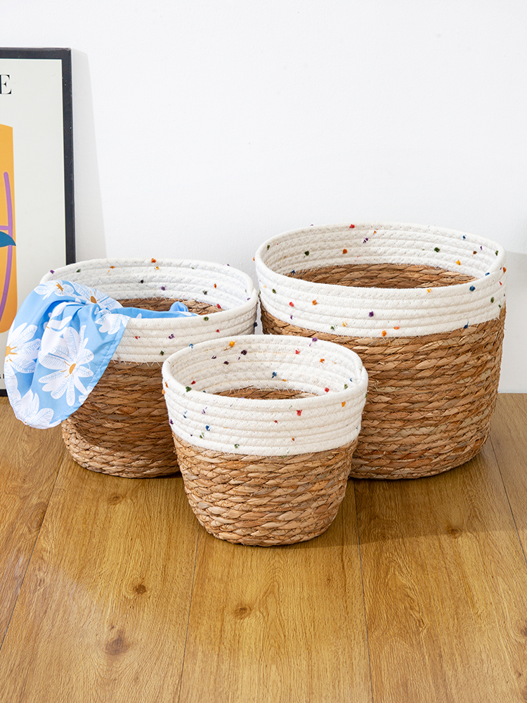 Seagrass & Cotton Rope Woven Planter Basket | Natural Storage Bin
