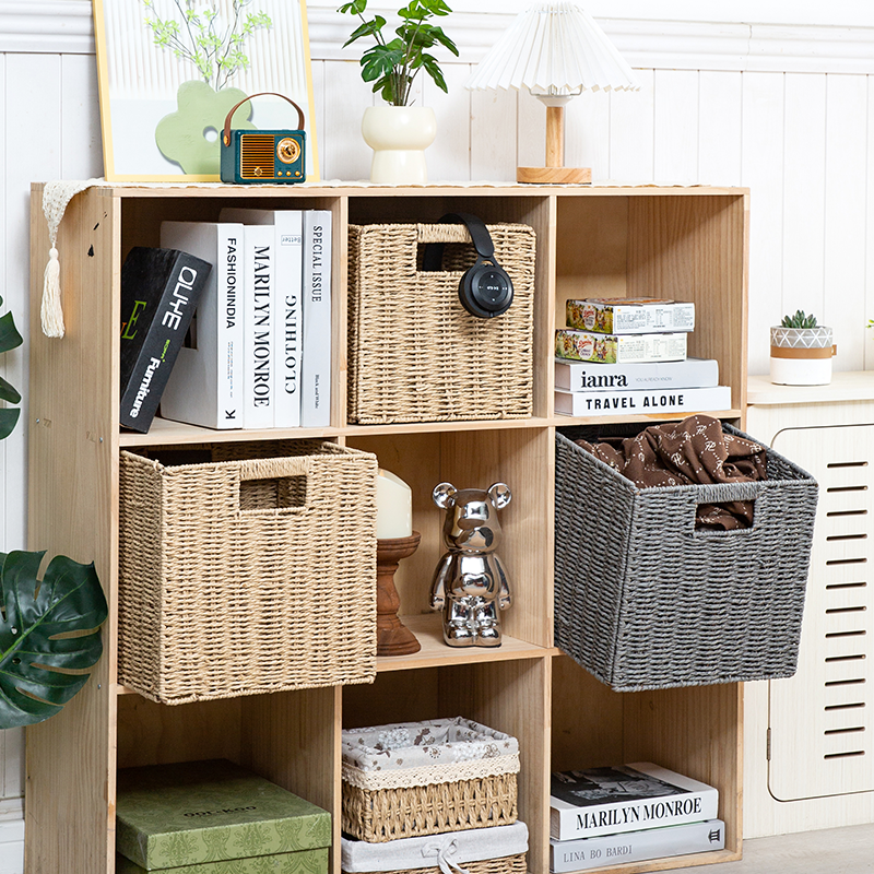 Handwoven Seagrass Square Storage Basket with Handles