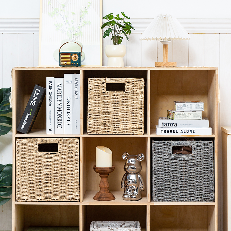 Handwoven Seagrass Square Storage Basket with Handles