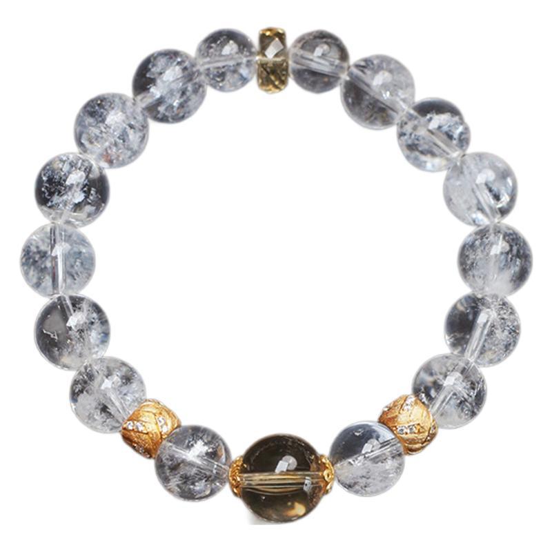 Natural Crystal Quartz Bracelet with Gold Accents