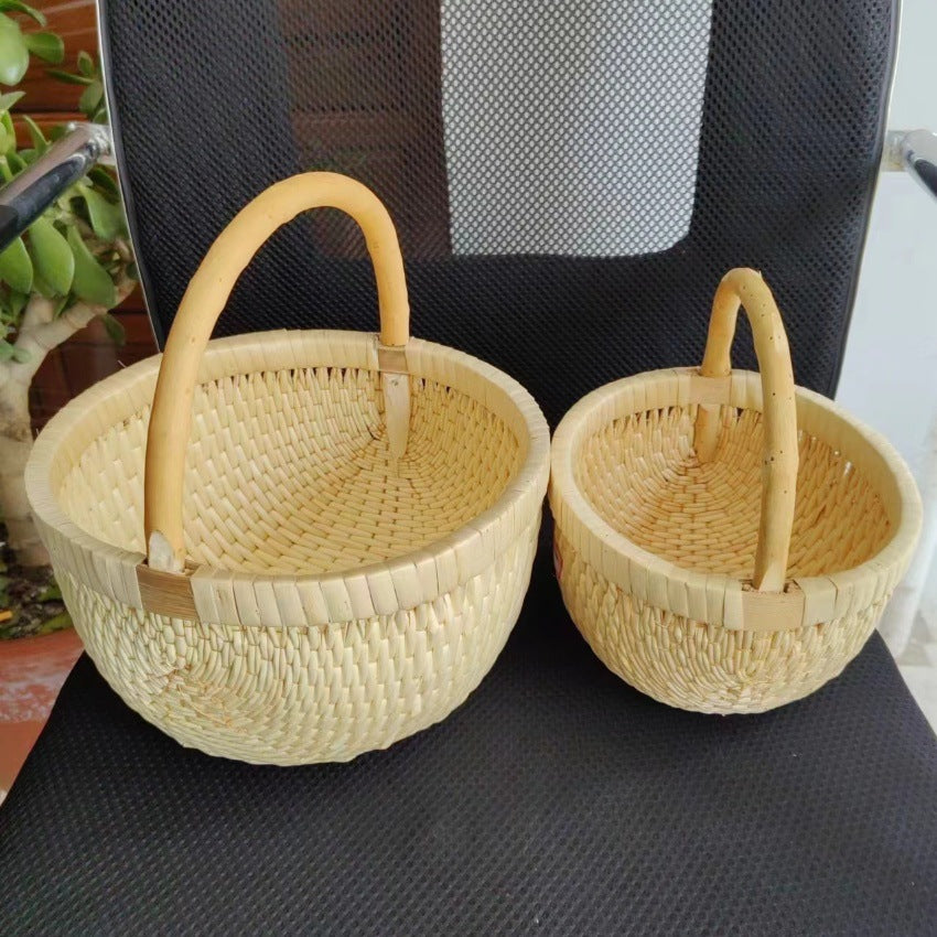 Handwoven Natural Rattan Storage Basket — Fruit & Snack Organizer