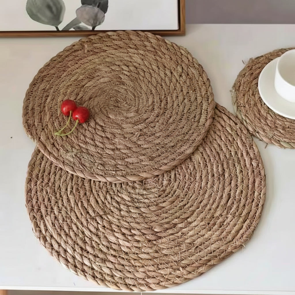 Woven Seagrass Table Mat — Round Placemat, Trivet & Coaster