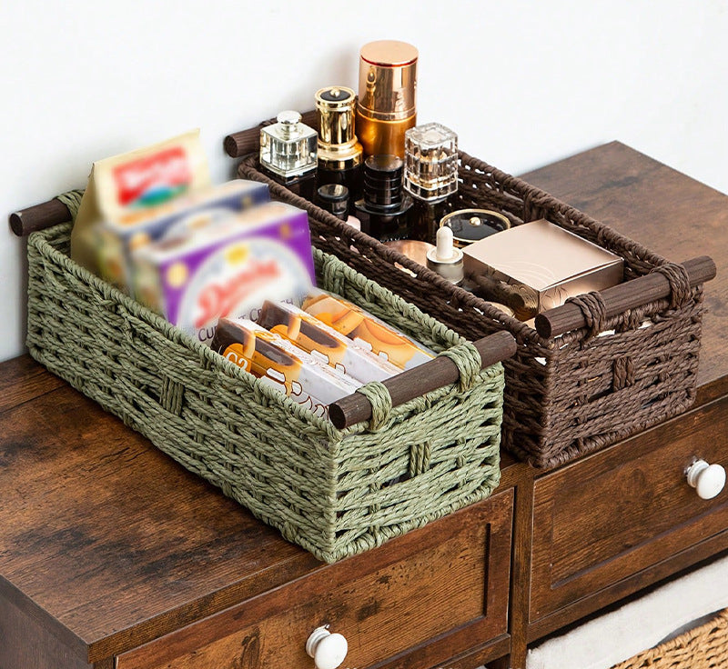 Handwoven Storage Basket | Desktop Organizer for Snacks, Fruits & Cosmetics | Multiple Colors