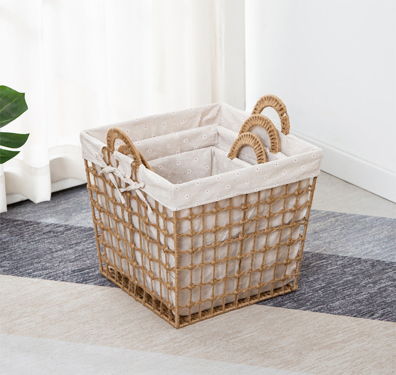 Woven Laundry Hamper & Storage Basket — Rattan-Style Hemp Rope