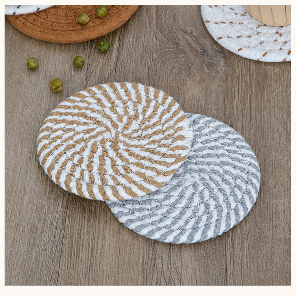 Cotton Rope Woven Placemat — Braided Table Mat, Trivet & Coaster