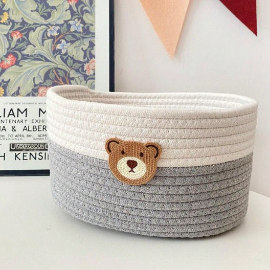 Cotton Rope Woven Storage Basket – Cute Boho Organizer for Desk, Bedside & Remote Control