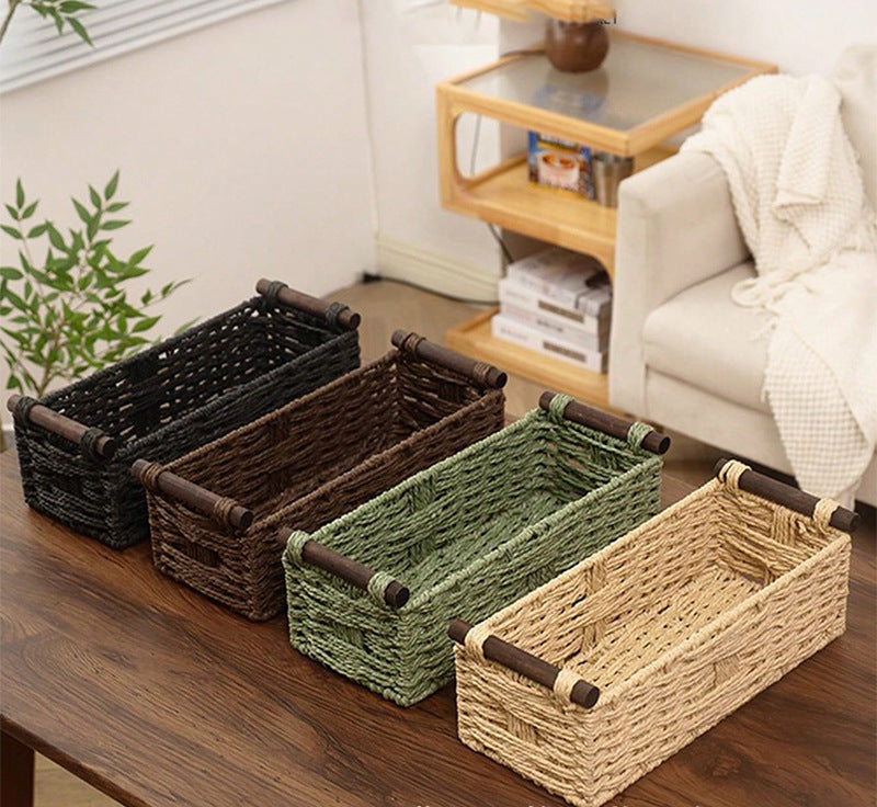 Handwoven Storage Basket | Desktop Organizer for Snacks, Fruits & Cosmetics | Multiple Colors
