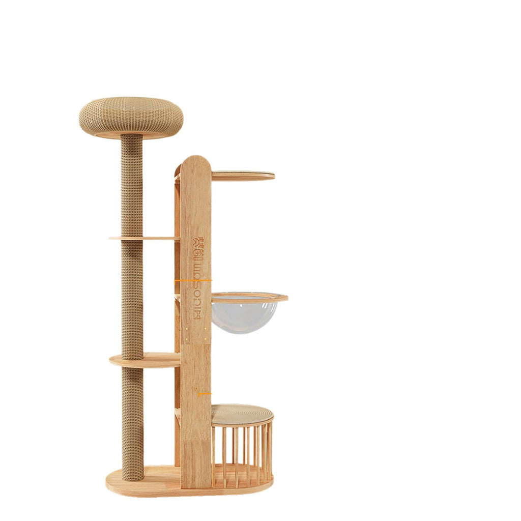 Nordic Minimalist Wooden Cat Tree | Multi-Level Cat Tower