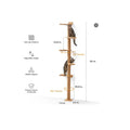 5-Tier Solid Wood Cat Tree Tower with Sisal Rope — Wall-Mounted & Freestanding Scratching Post