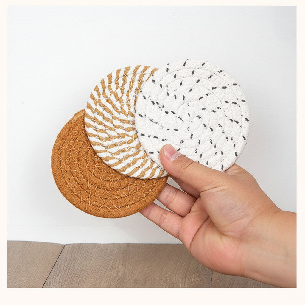 Cotton Rope Woven Placemat — Braided Table Mat, Trivet & Coaster