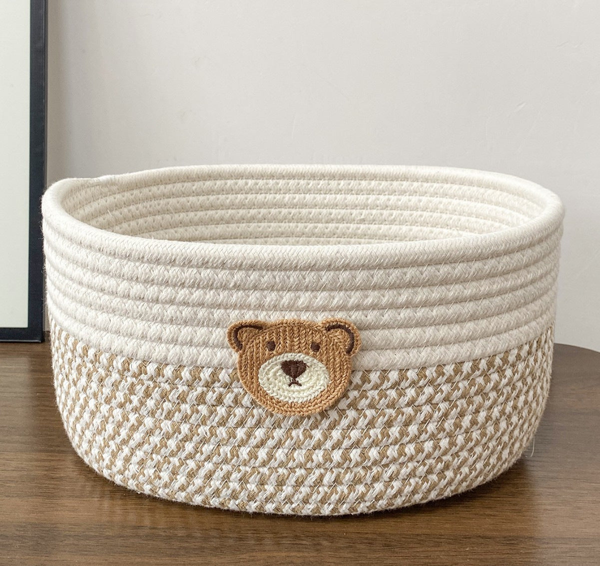 Cotton Rope Woven Storage Basket – Cute Boho Organizer for Desk, Bedside & Remote Control