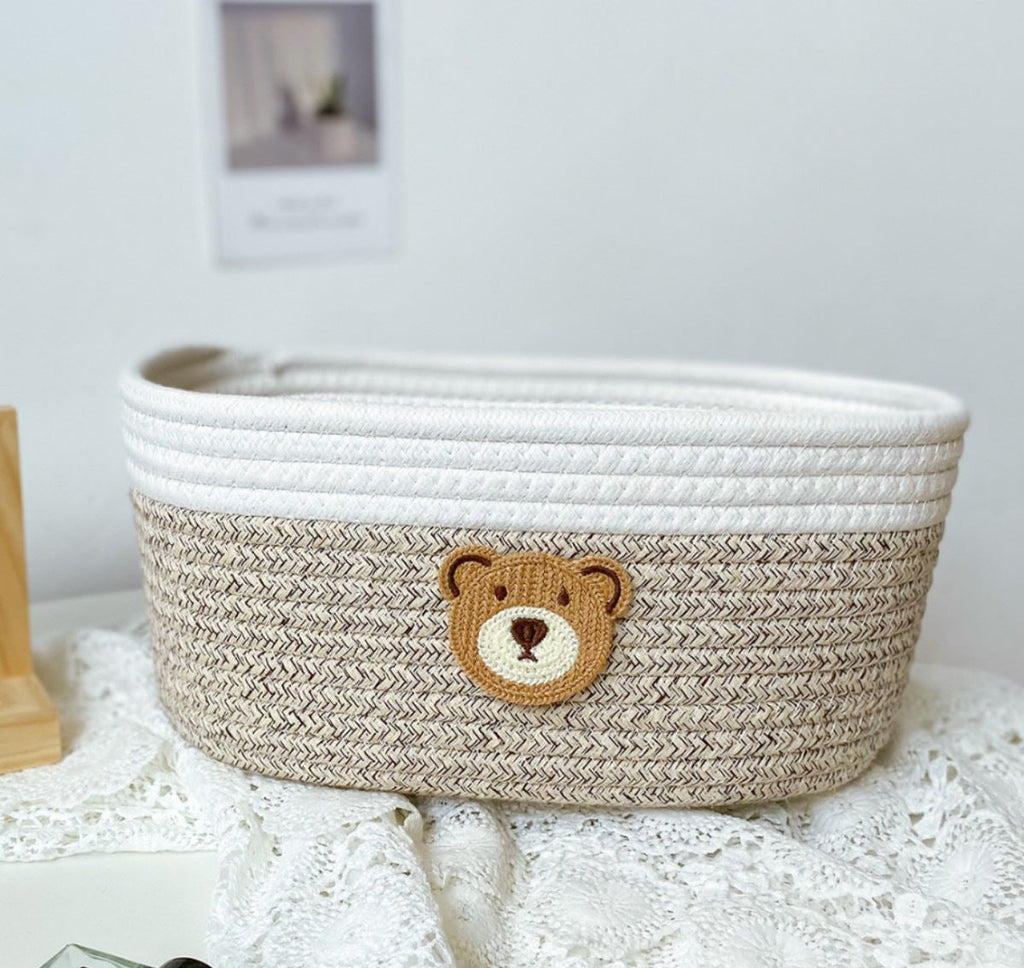 Cotton Rope Woven Storage Basket – Cute Boho Organizer for Desk, Bedside & Remote Control