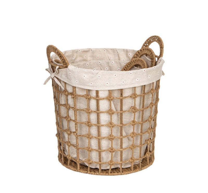 Woven Laundry Hamper & Storage Basket — Rattan-Style Hemp Rope