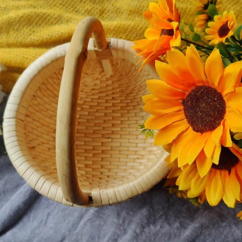 Handwoven Natural Rattan Storage Basket — Fruit & Snack Organizer