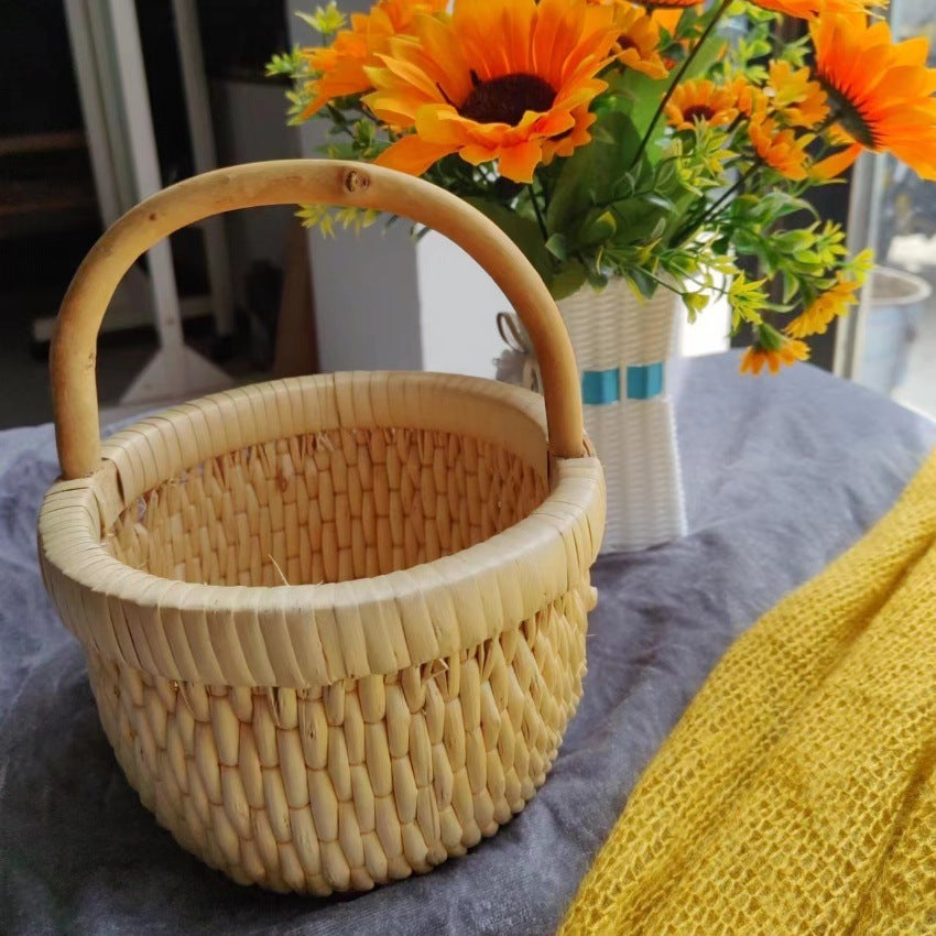 Handwoven Natural Rattan Storage Basket — Fruit & Snack Organizer