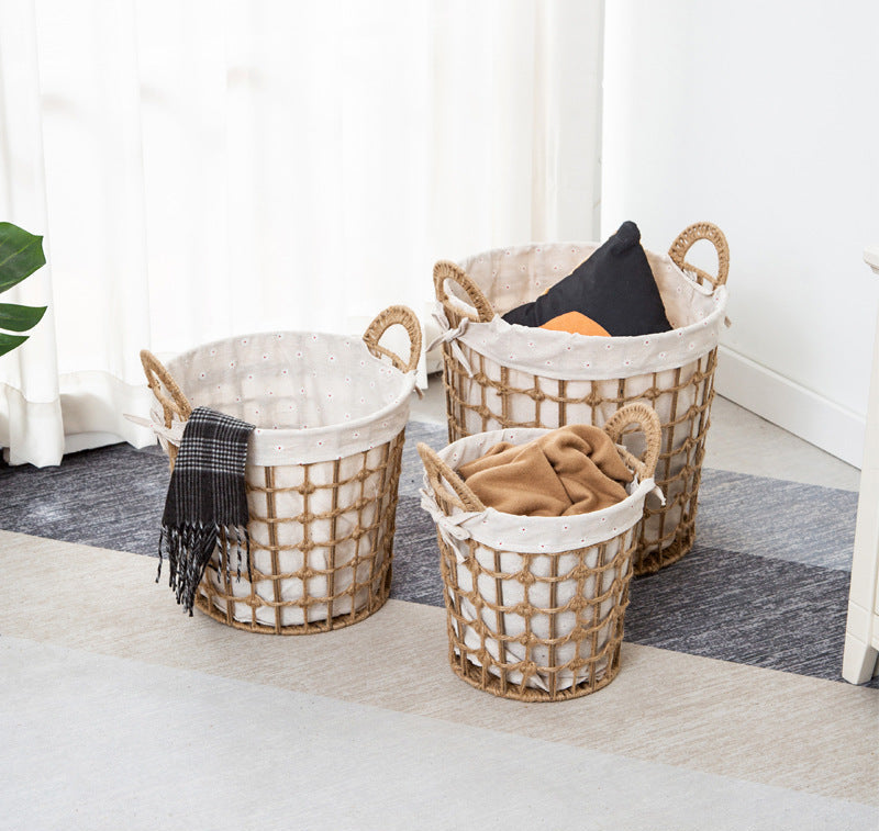 Woven Laundry Hamper & Storage Basket — Rattan-Style Hemp Rope