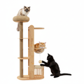 Nordic minimalist wooden cat tree front view