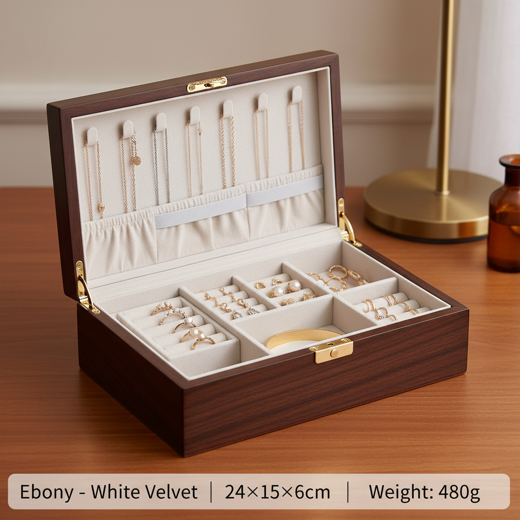 Ebony – White Velvet | Large | 24×15×6cm